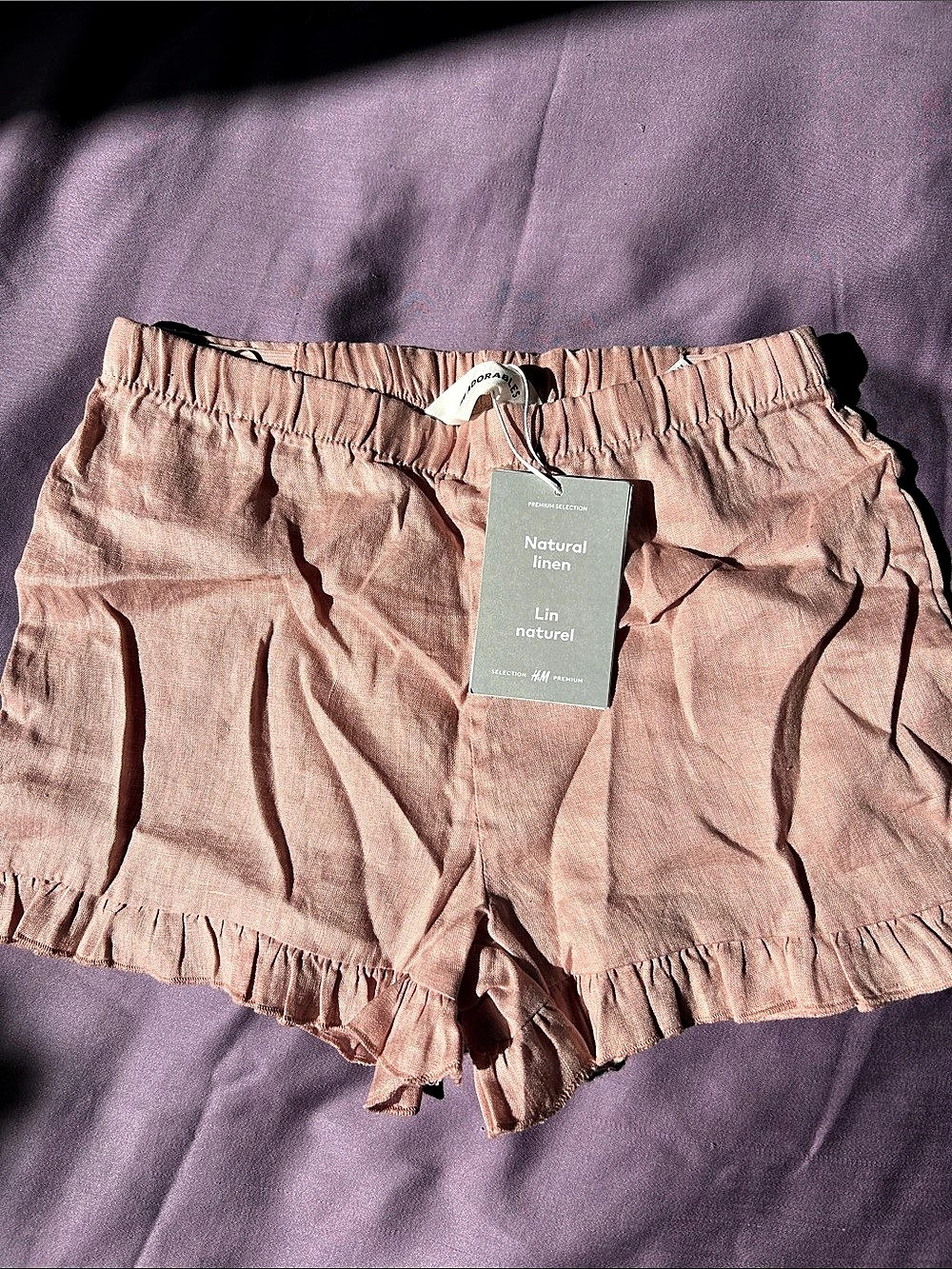 H&Medium Adorables Ruffled Linen Shorts Pink Medium
